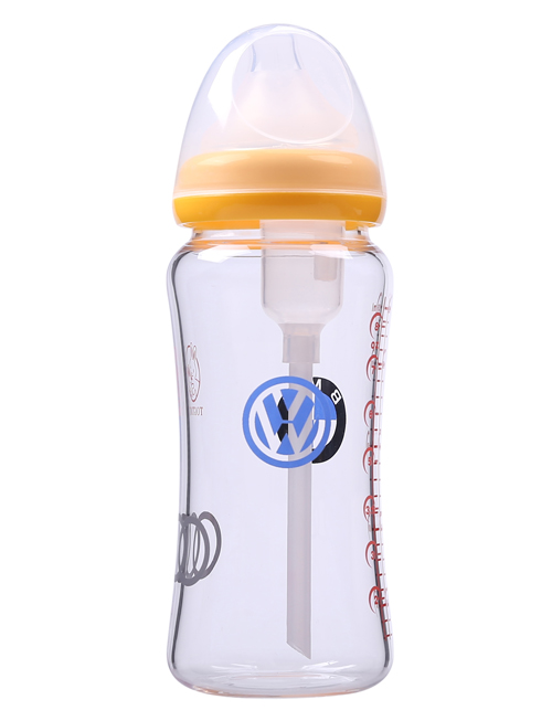 淘氣兔車(chē)標(biāo)防脹氣玻璃奶瓶橘色黃色