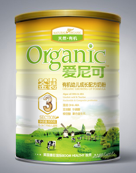 愛尼可金裝有機(jī)幼兒成長(zhǎng)配方奶粉3段800g