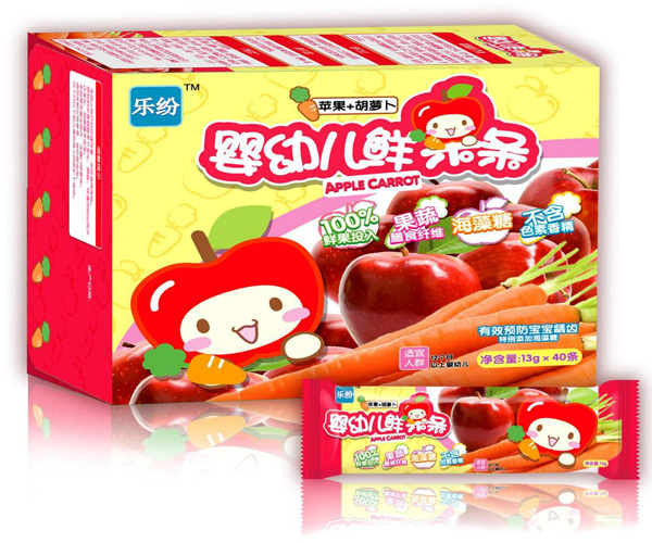 樂(lè)紛嬰幼兒鮮果條蘋(píng)果胡蘿卜味