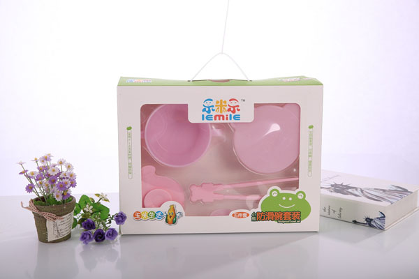 樂(lè)米樂(lè)粉色小熊防滑碗套裝