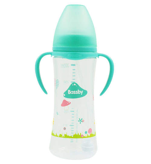 貝斯比寬口弧形PP自動(dòng)奶瓶300ml綠色