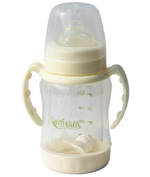 欣苗帶手柄奶瓶白色