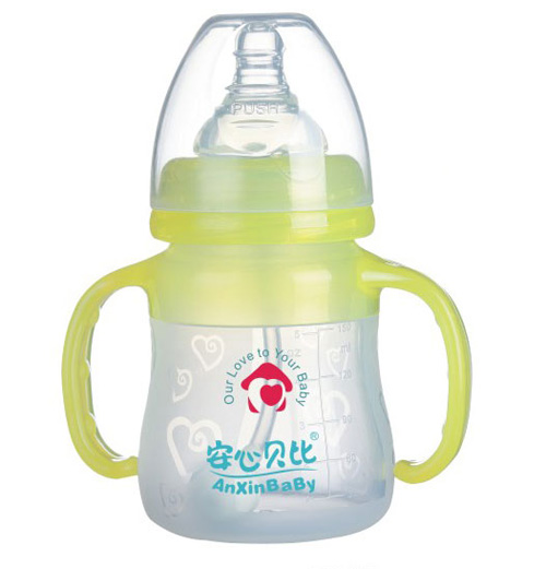 安心貝比雙柄標口弧形硅膠奶瓶150ml