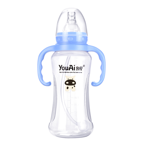 幼愛EQ標(biāo)口帶柄自動吸PP奶瓶300ml