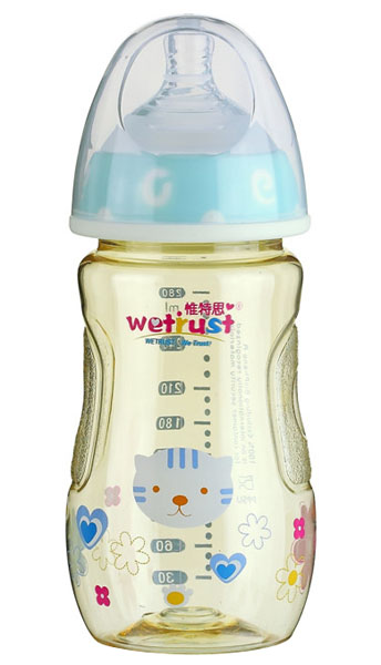 惟特思粉藍寬口PPSU奶瓶雙色無把手(280ml)