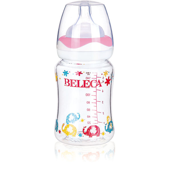 貝樂嘉卡通雙層晶鉆玻璃奶瓶160ml