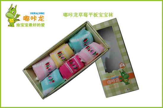 嘟咔龍反口點膠小鴨子小號1雙裝立體襪