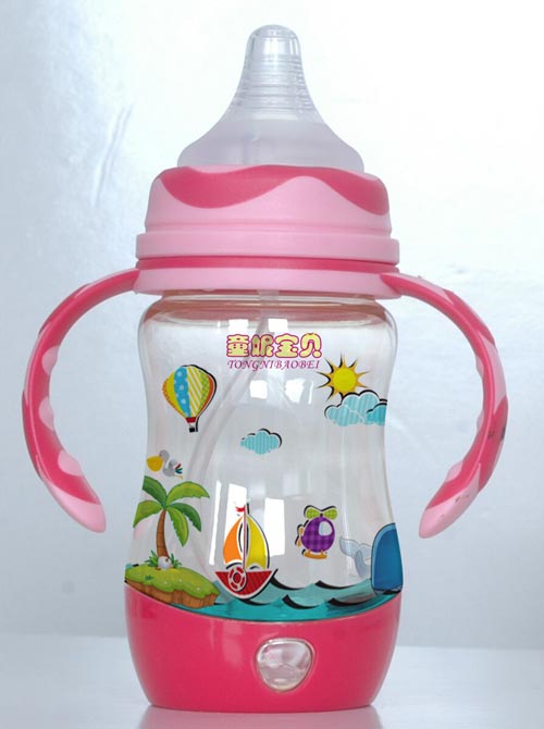有童妮寶貝柄圓弧自動(dòng)奶瓶粉色