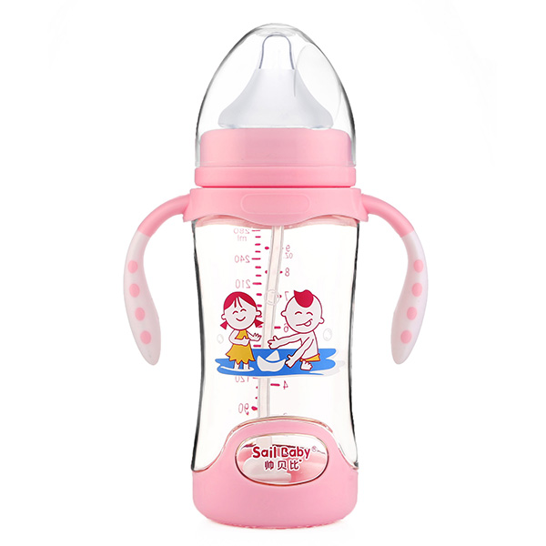 帥貝比PPSU帶底奶瓶280ML粉