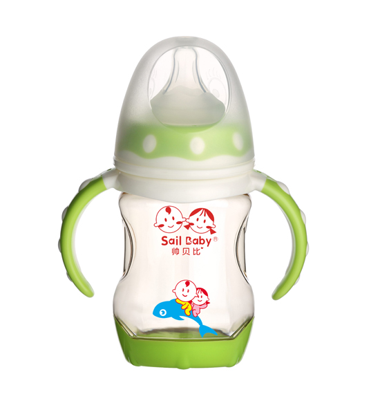 帥貝比PP自動(dòng)感溫有柄奶瓶