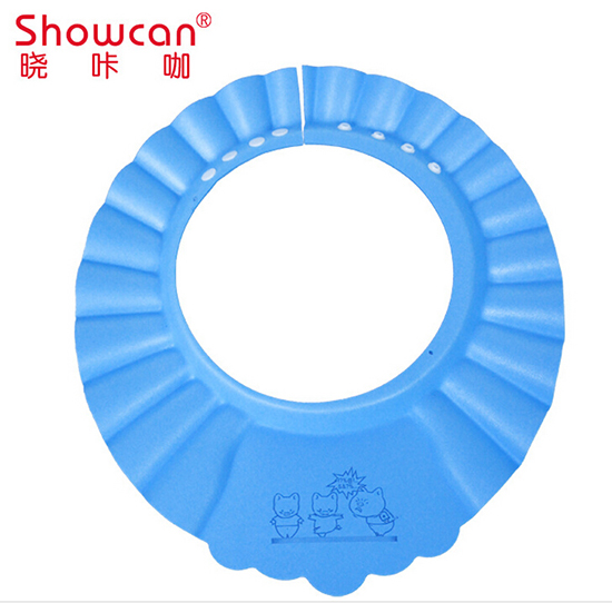 加厚嬰兒高彈可調(diào)節(jié)EVA洗澡帽藍(lán)