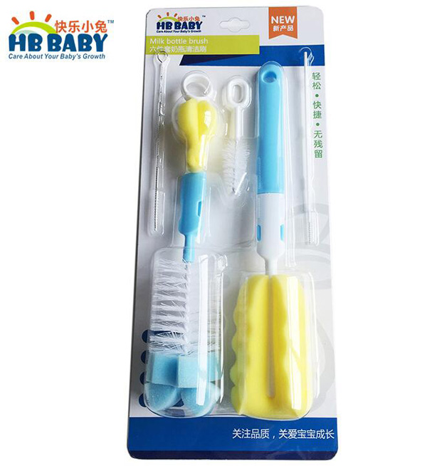 快樂(lè)小兔奶瓶刷六件套海綿奶嘴刷吸管刷