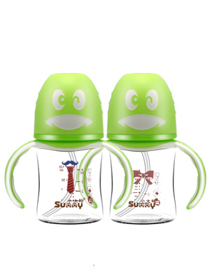 小太陽(yáng)可愛(ài)企鵝晶鉆玻璃奶瓶120ML