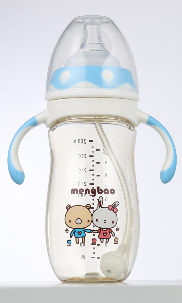 盟寶企鵝型PPSU奶瓶藍(lán)色-300ml