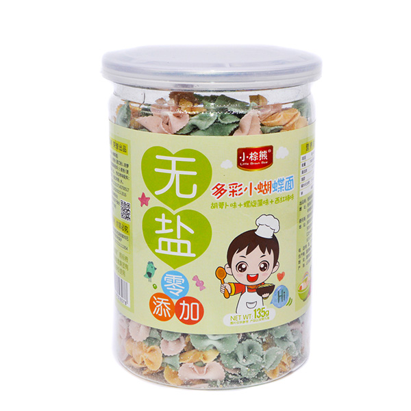 小棕熊無(wú)鹽多彩小蝴蝶面(胡蘿卜+螺旋藻+西紅柿)