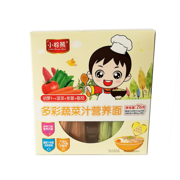 小棕熊多彩果蔬汁營(yíng)養(yǎng)面(胡蘿卜+菠菜+紫薯+番茄)