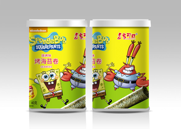 香當可口海綿寶寶系列-烤海苔卷燒烤味桶裝