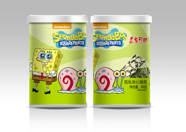 香當可口海綿寶寶系列-花生夾心海苔桶裝