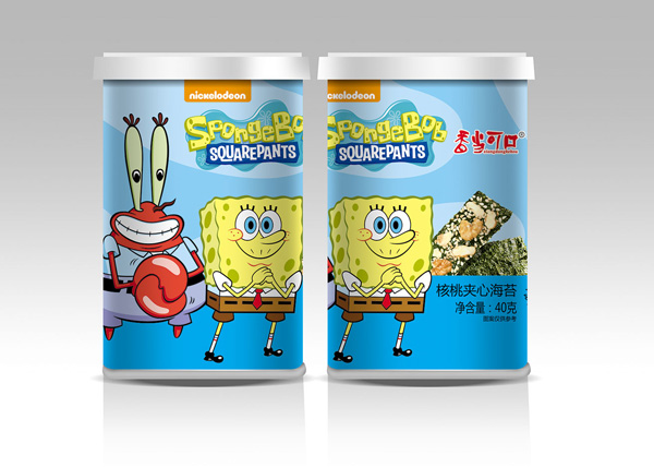 香當可口海綿寶寶系列-核桃夾心海苔桶裝