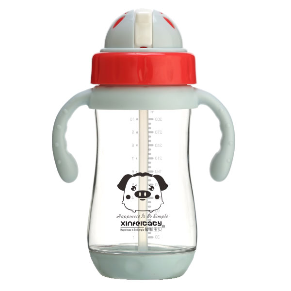 馨菲寶貝Tritan滑蓋兒童吸管水杯灰色