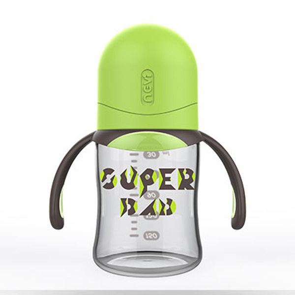 新貝雙色手把奶瓶