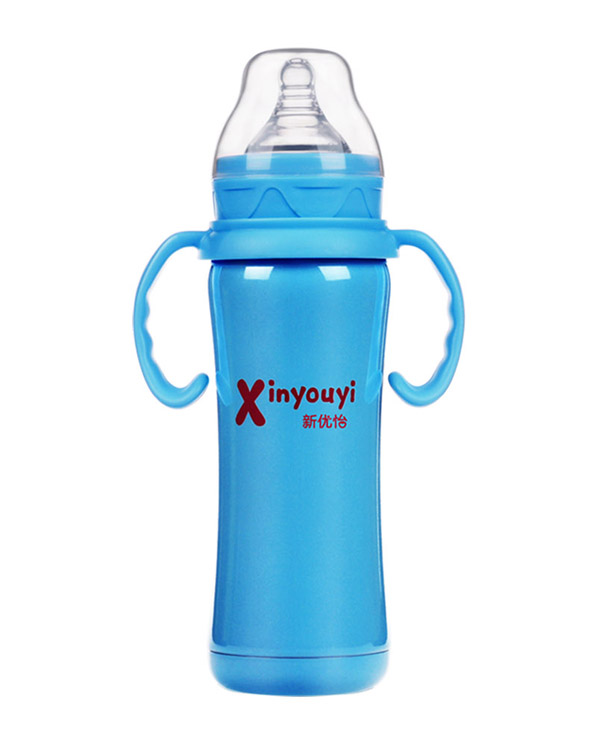 康尼寶貝寬口真空不銹鋼保溫奶瓶 藍(lán)色