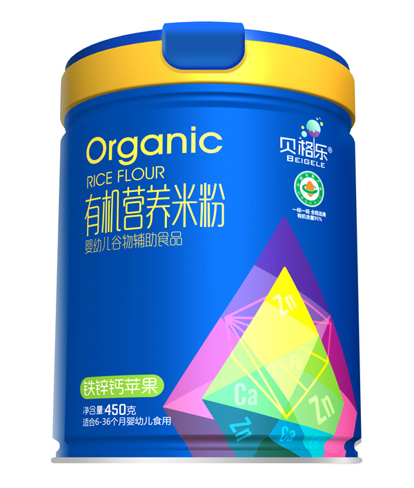 貝格樂(lè)有機(jī)營(yíng)養(yǎng)米粉-鈣鐵鋅蘋(píng)果 聽(tīng)裝
