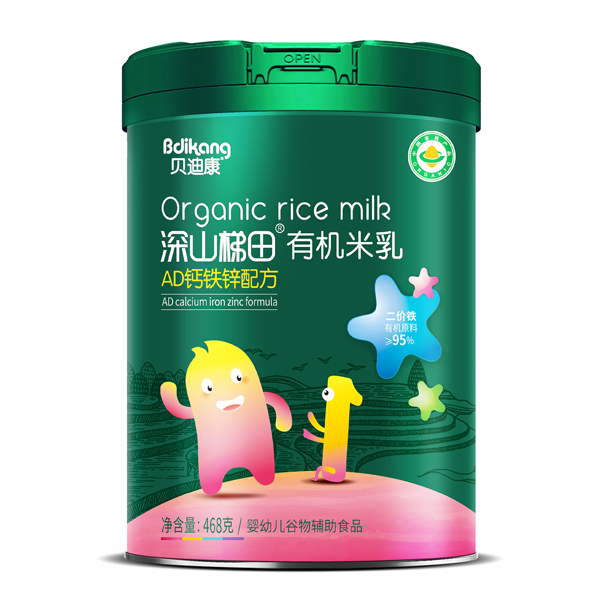 貝迪康深山梯田有機(jī)米乳 AD鈣鐵鋅配方 聽裝