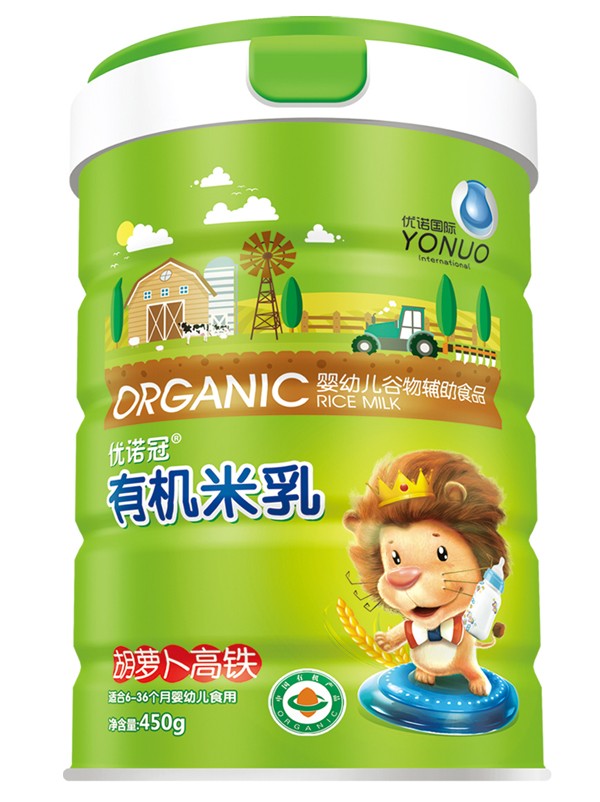 優(yōu)諾冠胡蘿卜高鐵有機(jī)米乳 聽裝