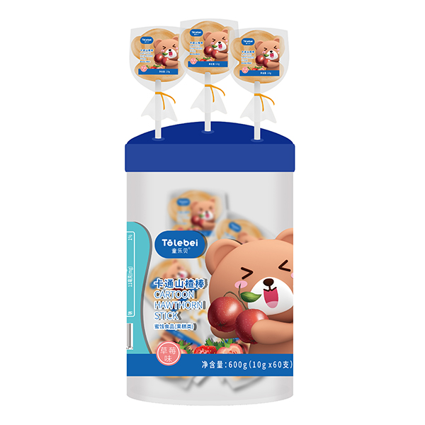童樂(lè)貝卡通山楂棒600g草莓味