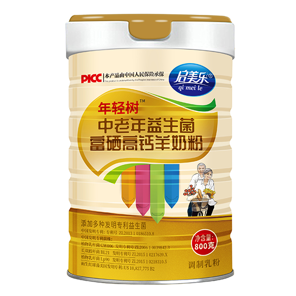 啟美樂(lè)年輕樹中老年益生菌富硒高鈣羊奶粉