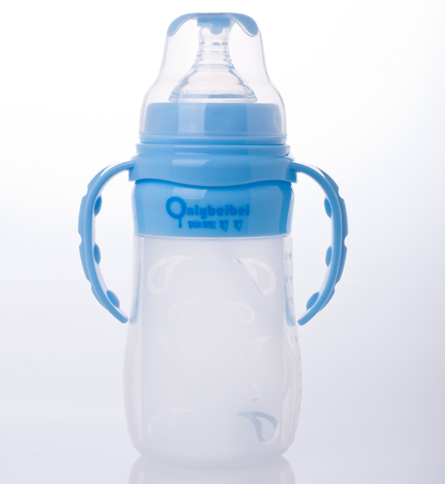 唯昵貝貝寬口硅膠奶瓶300ml藍色