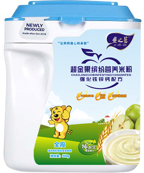 愛之藍(lán)強(qiáng)化鐵鋅鈣配方超金果繽紛營(yíng)養(yǎng)米粉全段